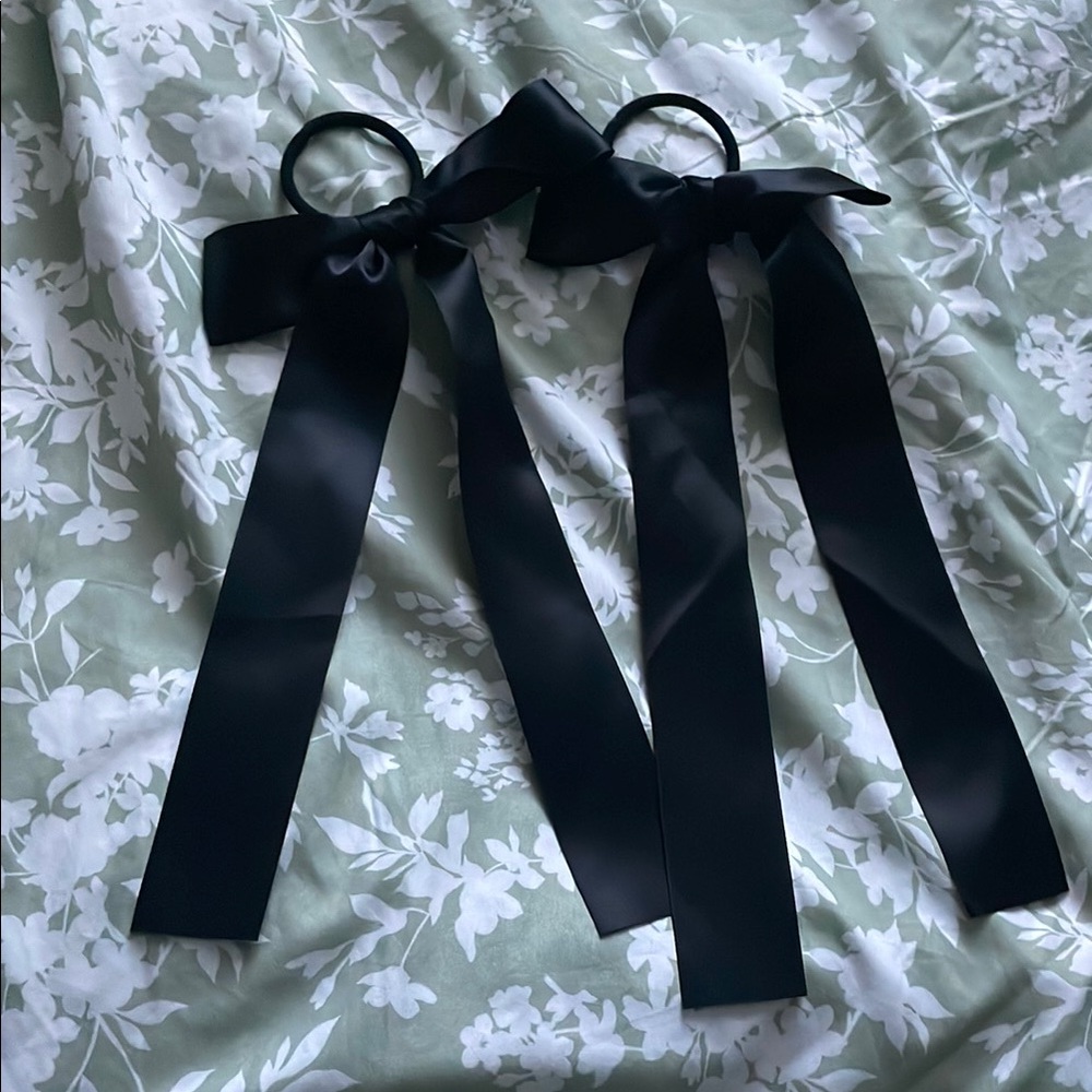 Elegant Black Bow Hair Ties - Set of 2